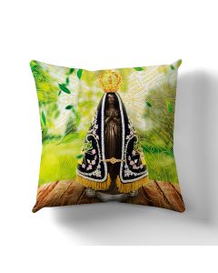 Capa de Almofada - Mãe Aparecida Verde Arabescos